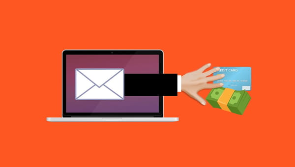 Phishingmail op laptopscherm