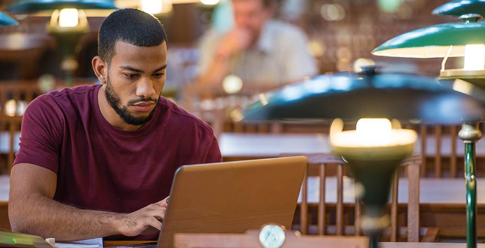 Student working on laptop
